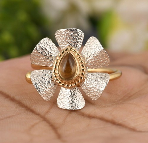 Citrin edelstein blume ring - citrin,